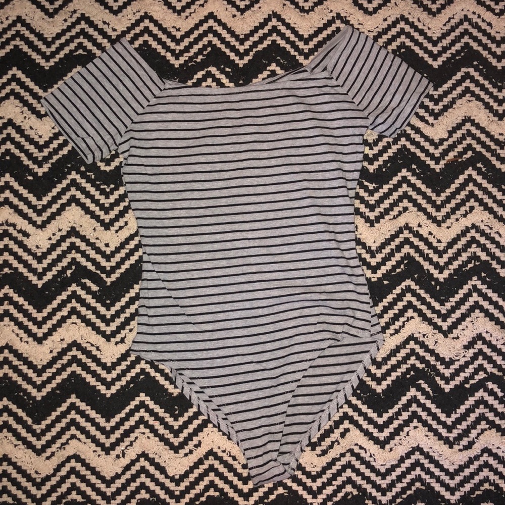 Striped off the shoulder bodysuit